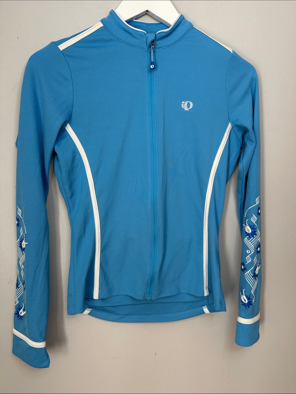 Pearl Izumi Women’s Teal-Blue Full-Zip Cycling Jacket with White Trim